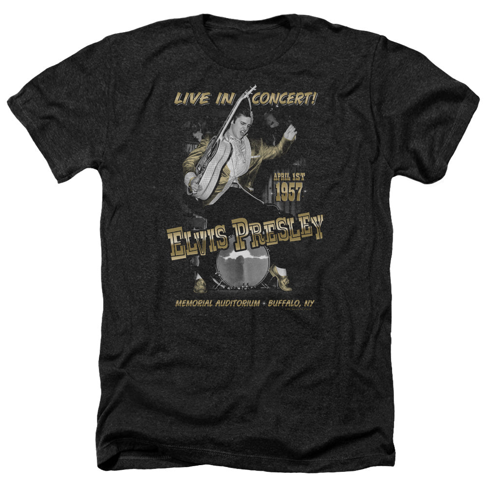 AN OFFCIALLY LICENSED ELVIS PRESLEY LIVE IN BUFFALO MEN'S HEATHER T-SHIRT CHARCOAL