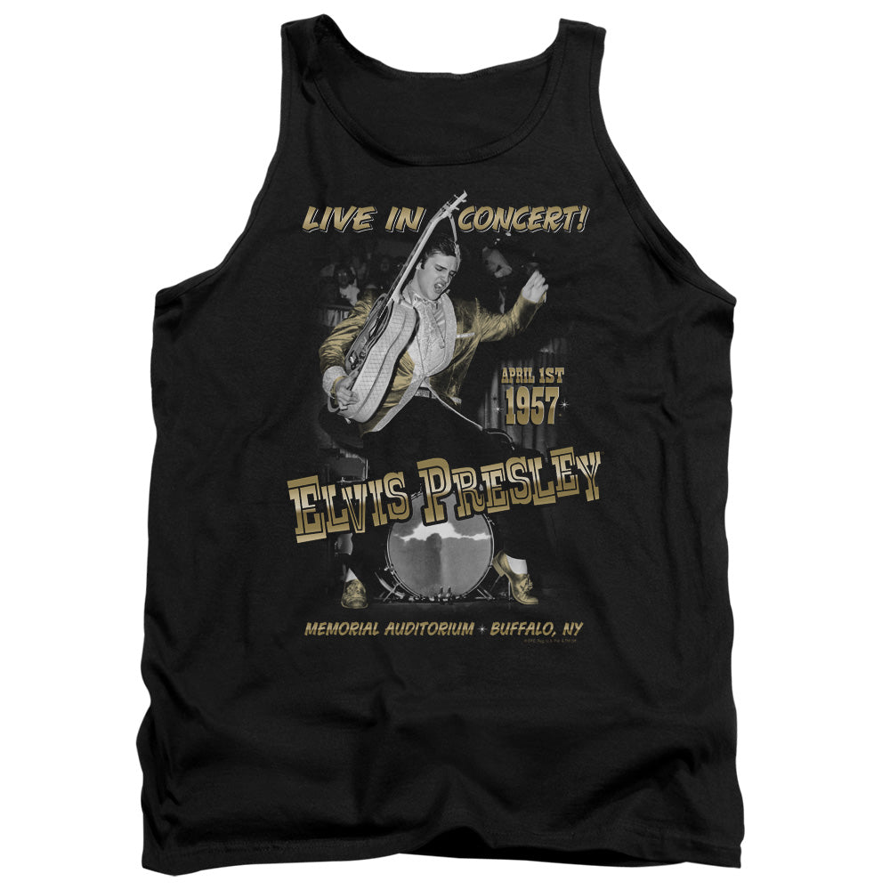 AN OFFCIALLY LICENSED ELVIS PRESLEY LIVE IN BUFFALO ADULT UNISEX TANK TOP BLACK