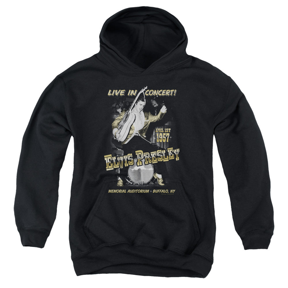 AN OFFCIALLY LICENSED ELVIS PRESLEY LIVE IN BUFFALO YOUTH HOODIE BLACK