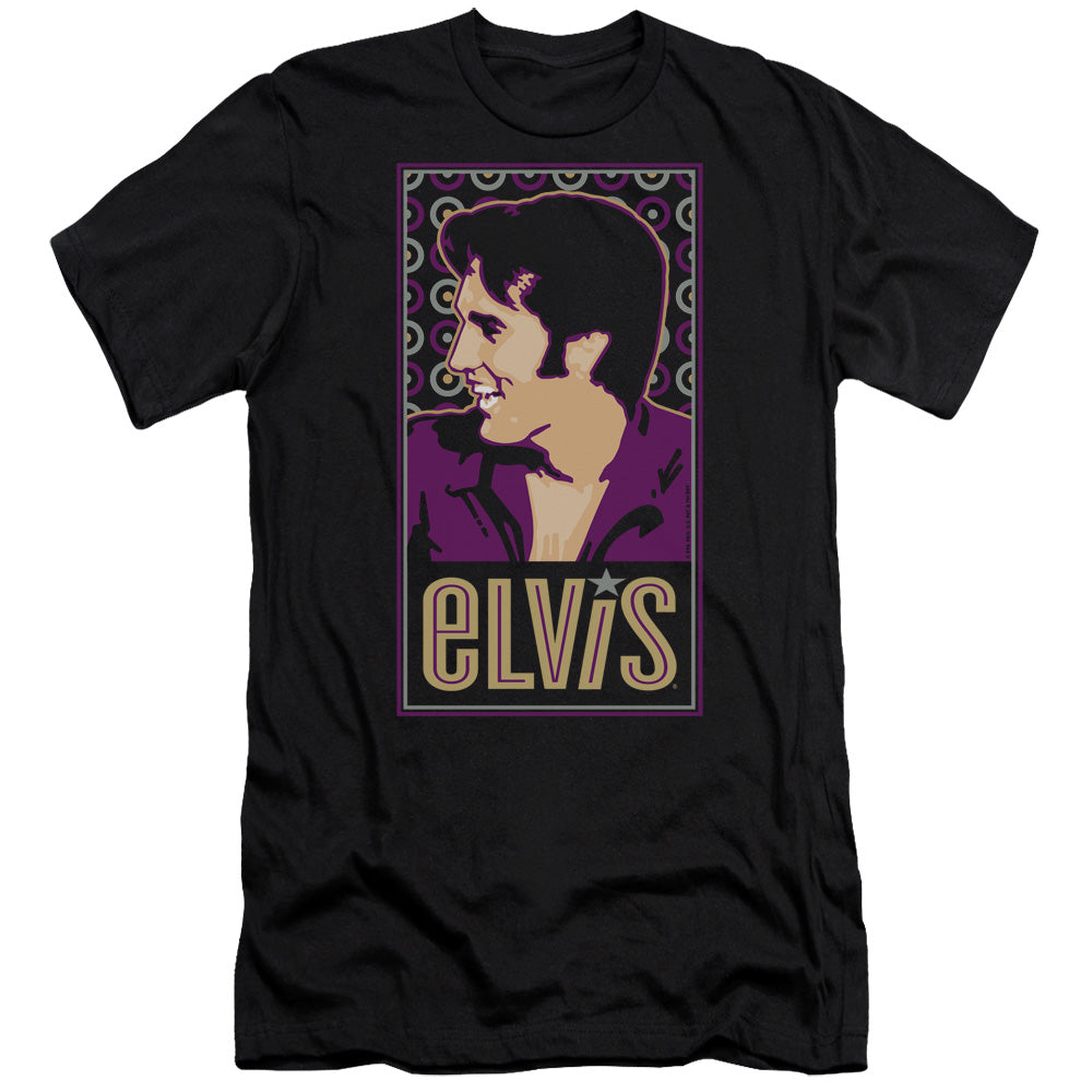 AN OFFCIALLY LICENSED ELVIS PRESLEY ELVIS IS MEN'S PREMIUM SLIM FIT T-SHIRT BLACK