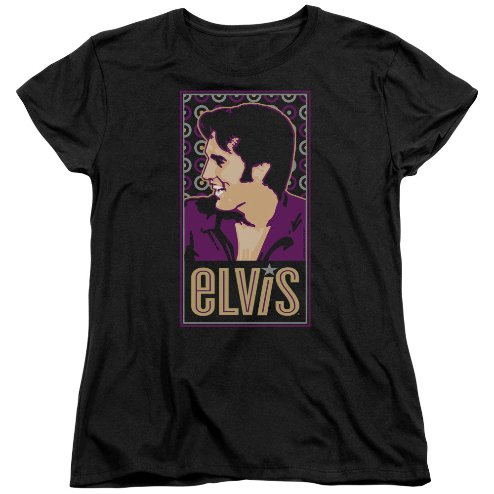 AN OFFCIALLY LICENSED ELVIS PRESLEY ELVIS IS WOMEN'S REGULAR FIT T-SHIRT BLACK