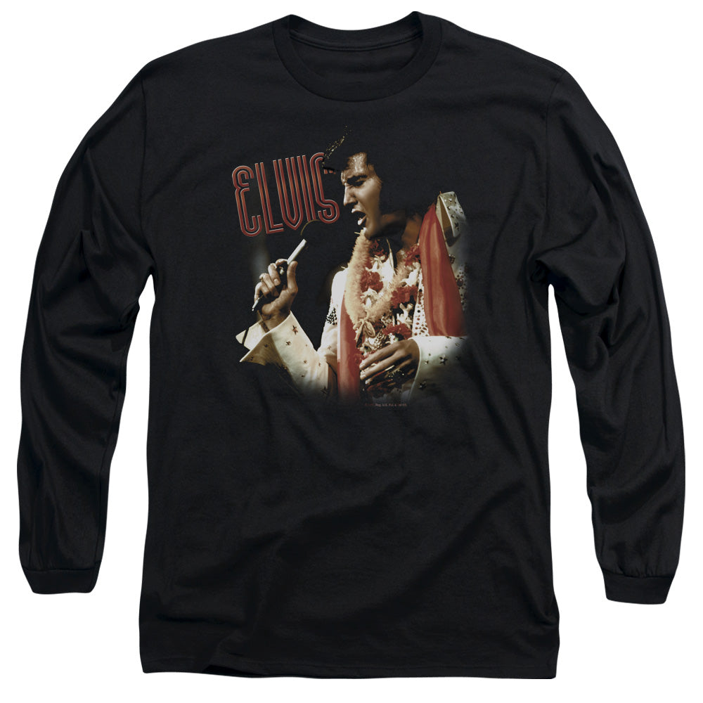 AN OFFCIALLY LICENSED ELVIS PRESLEY SOULFUL MEN'S LONG SLEEVE T-SHIRT BLACK