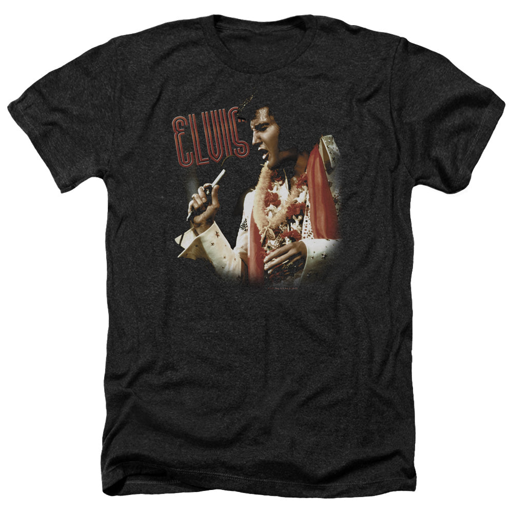 AN OFFCIALLY LICENSED ELVIS PRESLEY SOULFUL MEN'S HEATHER T-SHIRT CHARCOAL
