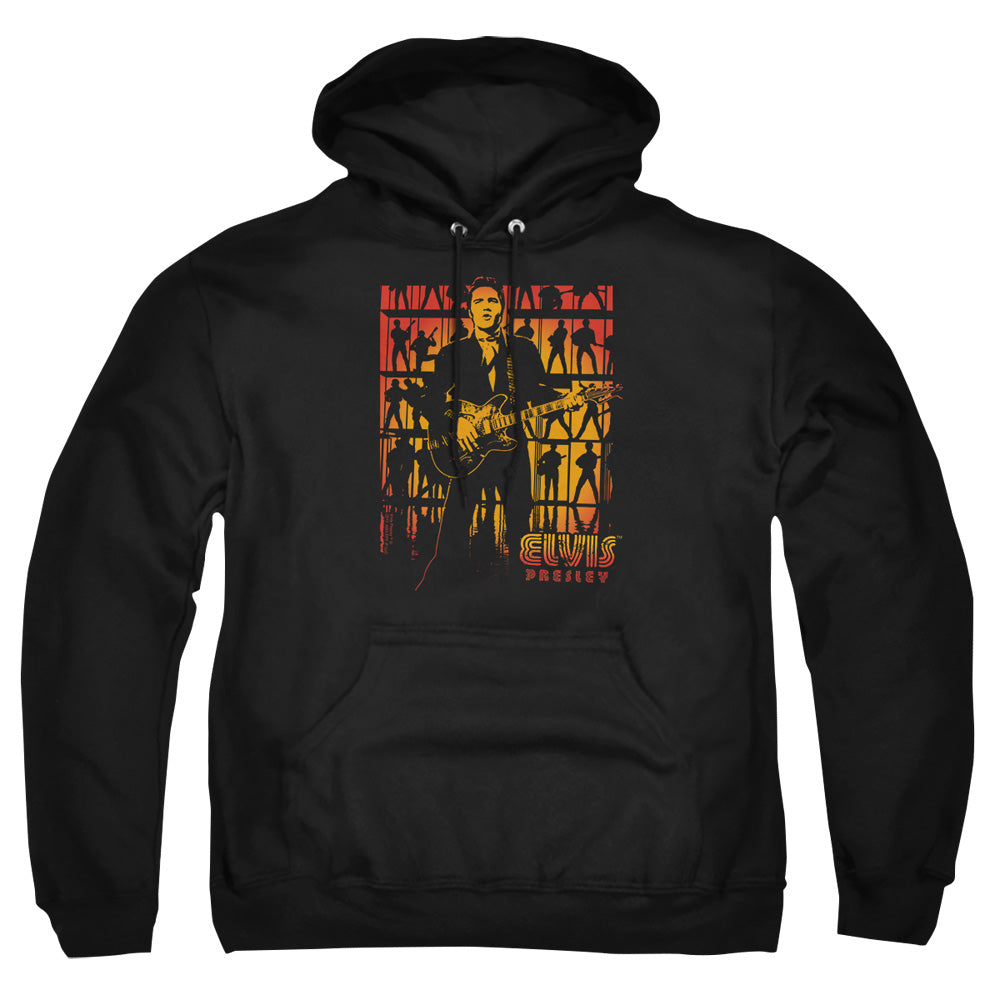 AN OFFCIALLY LICENSED ELVIS PRESLEY COMEBACK SPOTLIGHT ADULT UNISEX PULLOVER HOODIE BLACK