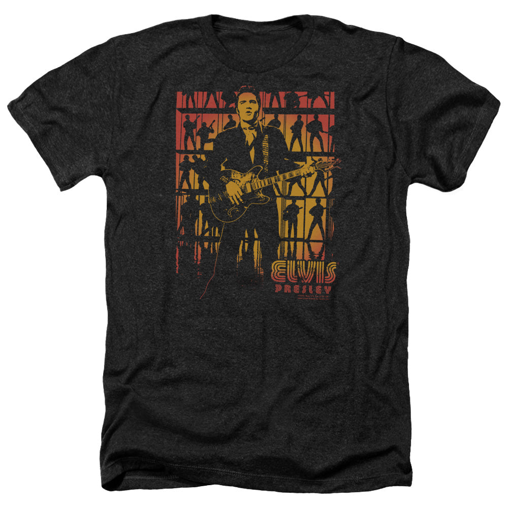 AN OFFCIALLY LICENSED ELVIS PRESLEY COMEBACK SPOTLIGHT MEN'S HEATHER T-SHIRT CHARCOAL