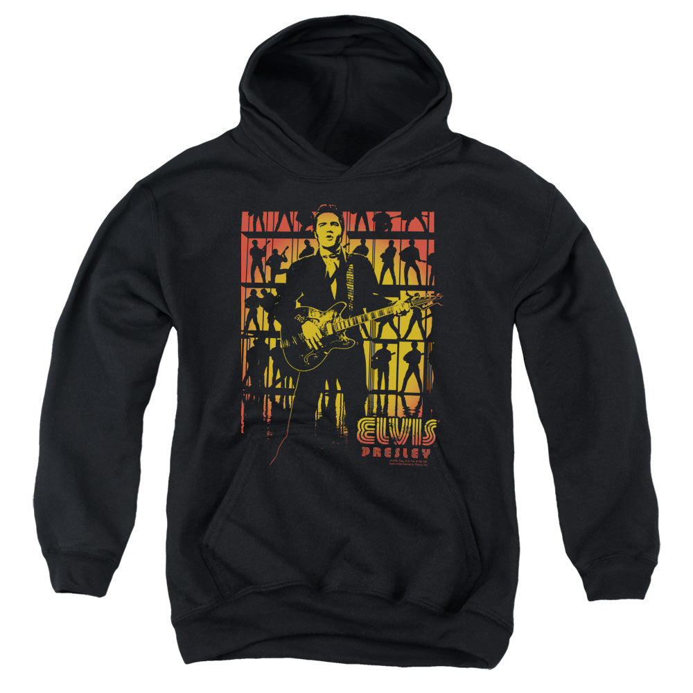 AN OFFCIALLY LICENSED ELVIS PRESLEY COMEBACK SPOTLIGHT YOUTH HOODIE BLACK