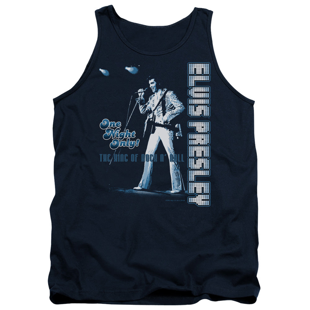 AN OFFCIALLY LICENSED ELVIS PRESLEY ONE NIGHT ONLY ADULT UNISEX TANK TOP NAVY