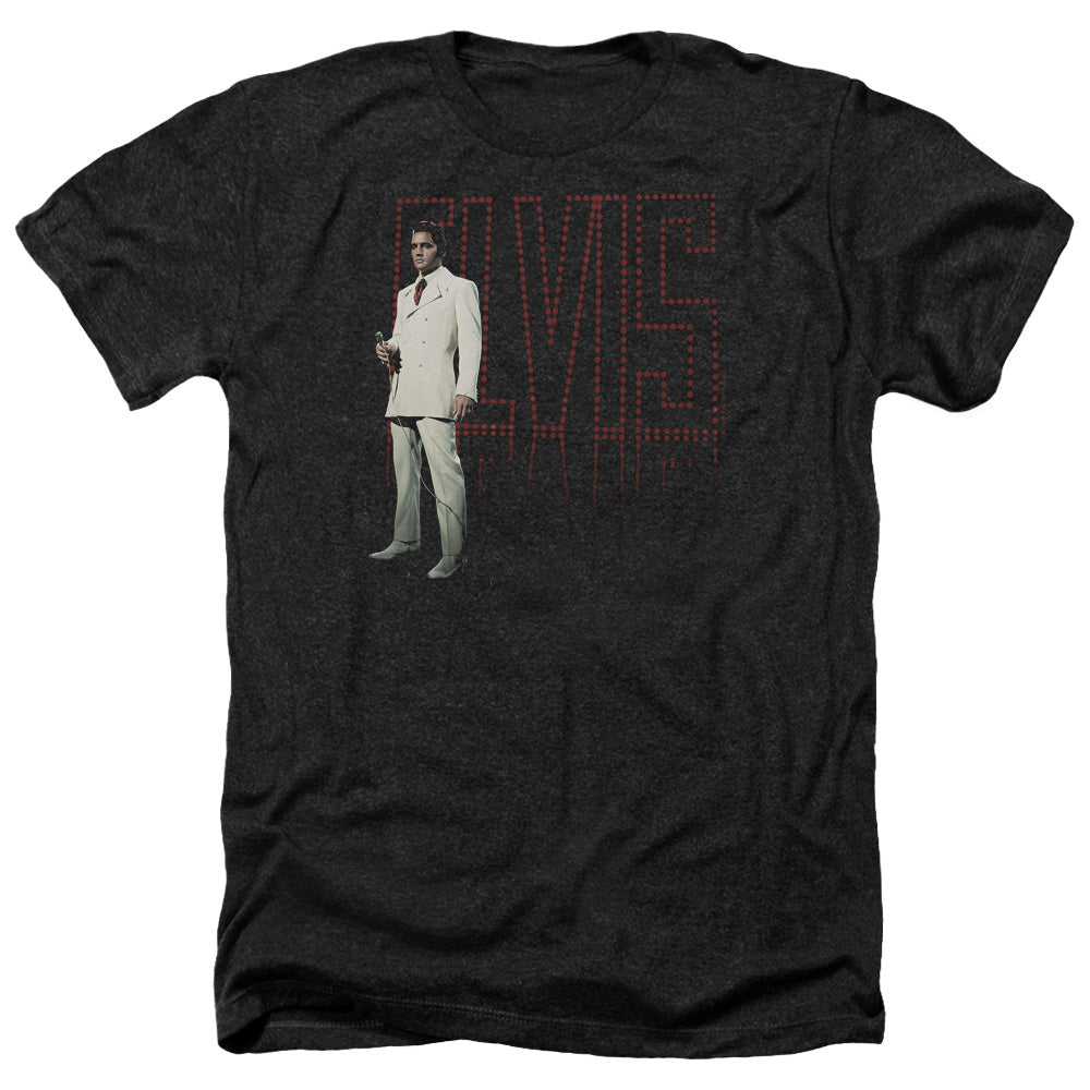 AN OFFCIALLY LICENSED ELVIS PRESLEY WHITE SUIT MEN'S HEATHER T-SHIRT CHARCOAL