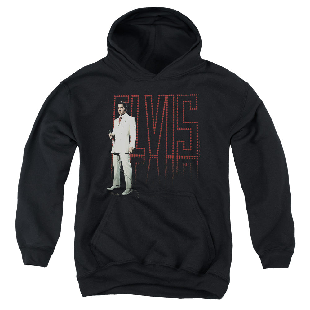 AN OFFCIALLY LICENSED ELVIS PRESLEY WHITE SUIT YOUTH HOODIE BLACK