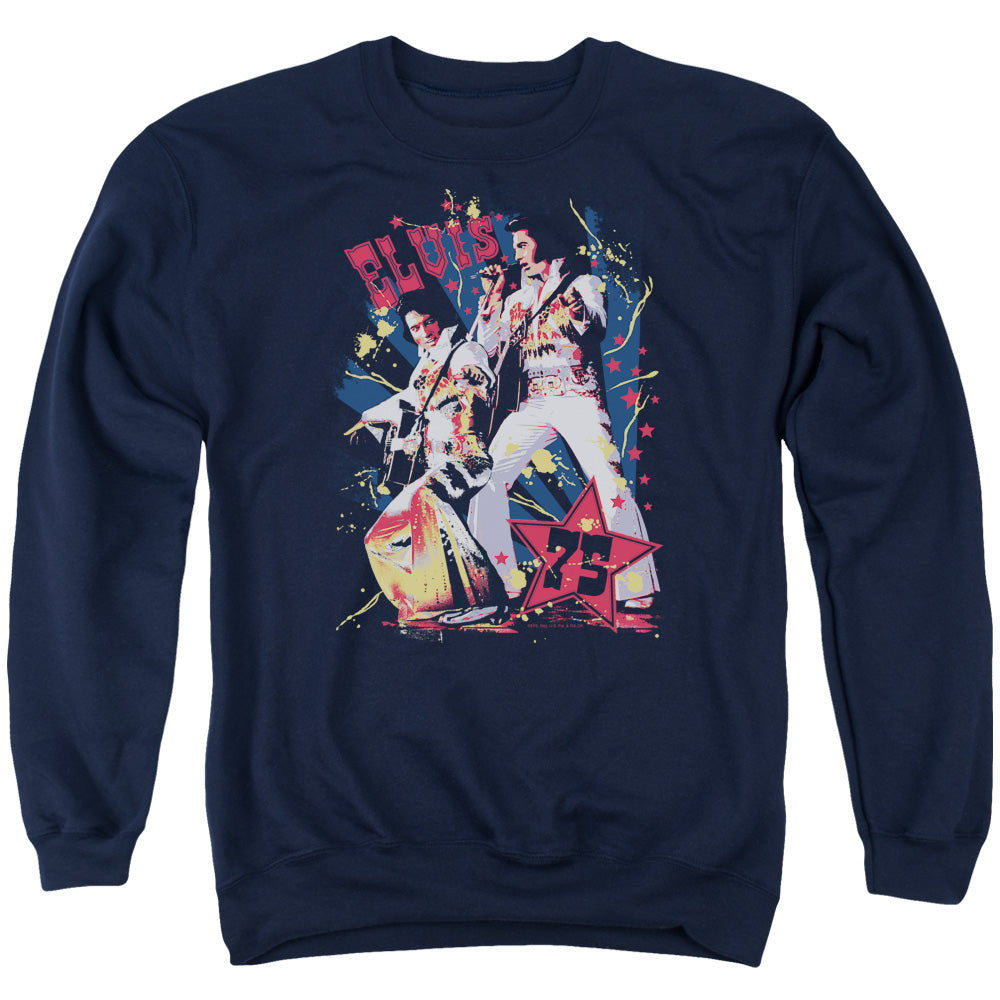 AN OFFCIALLY LICENSED ELVIS PRESLEY EAGLE ELVIS ADULT UNISEX CREWNECK SWEATSHIRT NAVY