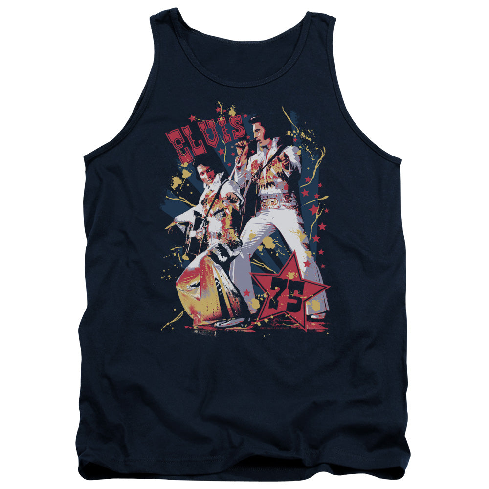 AN OFFCIALLY LICENSED ELVIS PRESLEY EAGLE ELVIS ADULT UNISEX TANK TOP NAVY