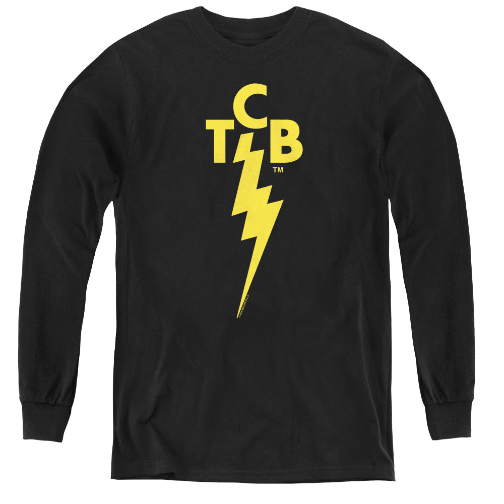 AN OFFCIALLY LICENSED ELVIS PRESLEY TCB LOGO YOUTH LONG SLEEVE T-SHIRT BLACK