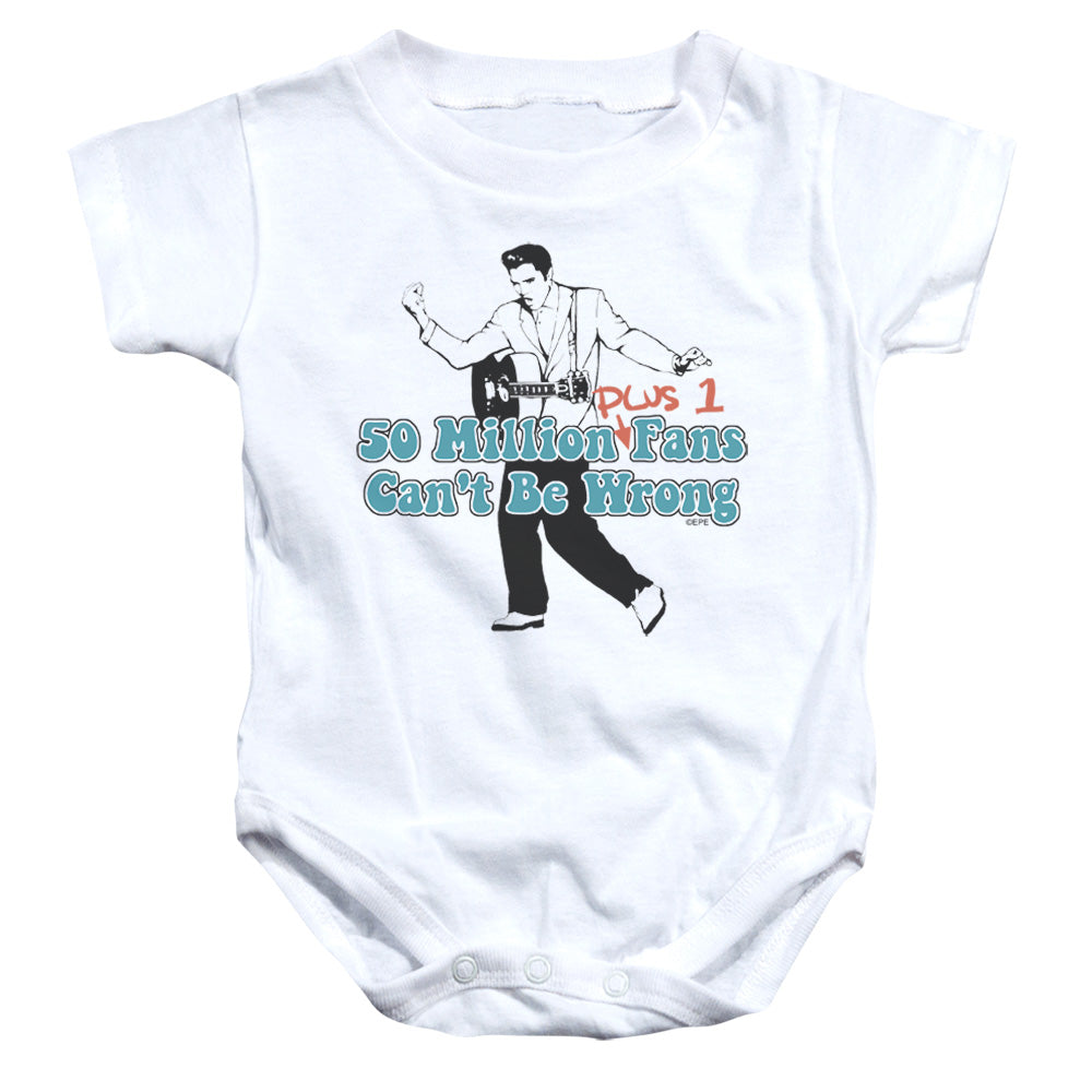 AN OFFCIALLY LICENSED ELVIS PRESLEY 50 MILLION FANS PLUS 1 BABY BODYSUIT WHITE
