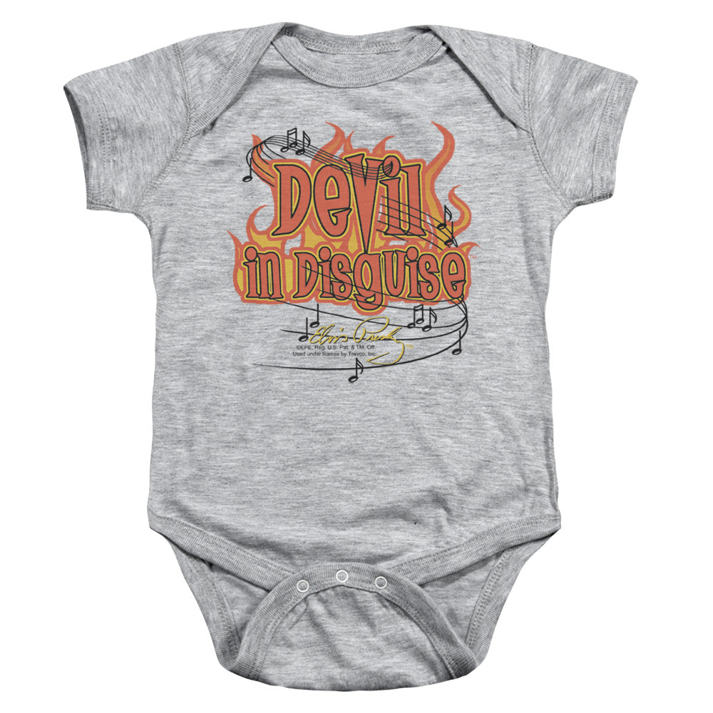 AN OFFCIALLY LICENSED ELVIS PRESLEY DEVIL BABY BODYSUIT ATHLETIC HEATHER