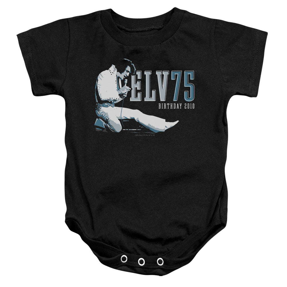 AN OFFCIALLY LICENSED ELVIS PRESLEY ELV 75 LOGO BABY BODYSUIT BLACK