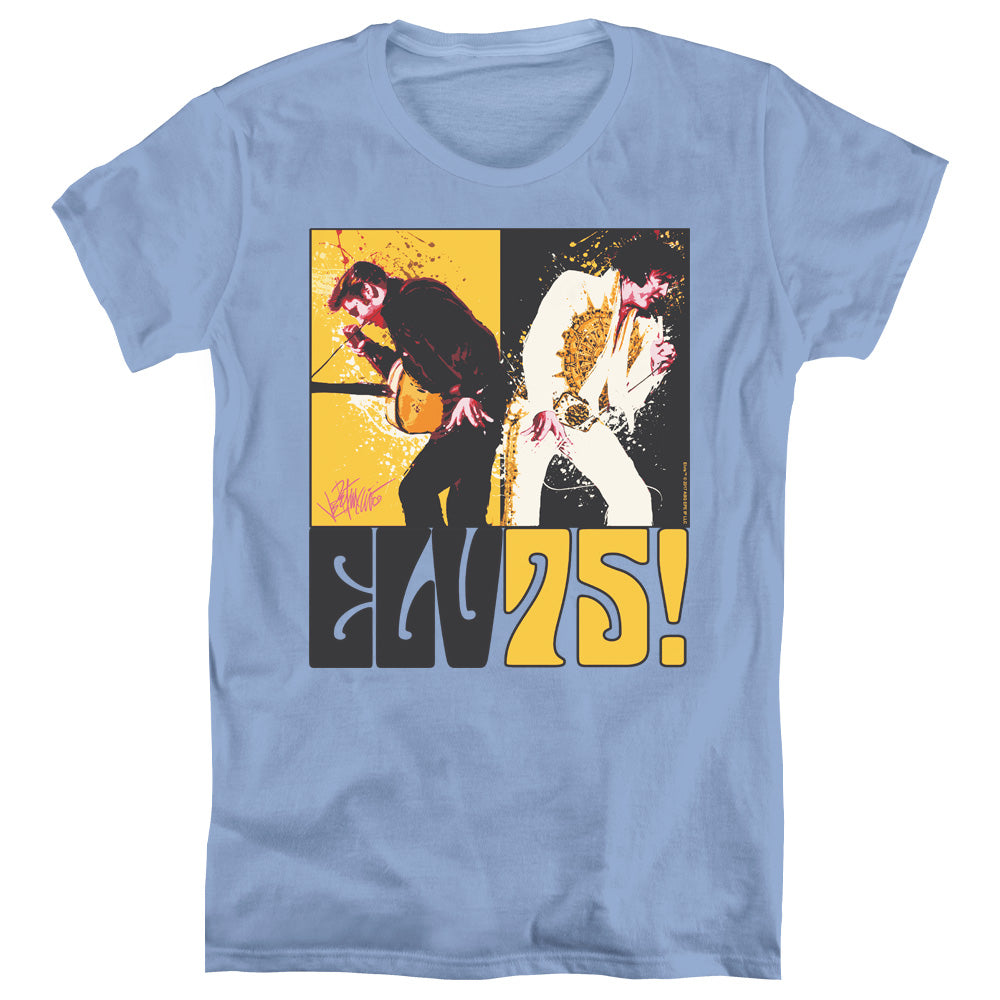 AN OFFCIALLY LICENSED ELVIS PRESLEY STILL THE KING WOMEN'S REGULAR FIT T-SHIRT CAROLINA BLUE