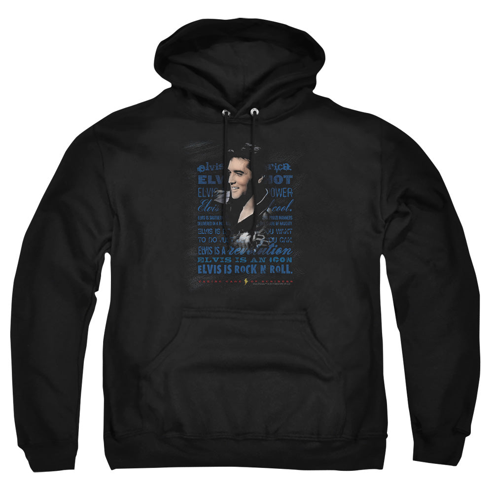 AN OFFCIALLY LICENSED ELVIS PRESLEY ICON ADULT UNISEX PULLOVER HOODIE BLACK