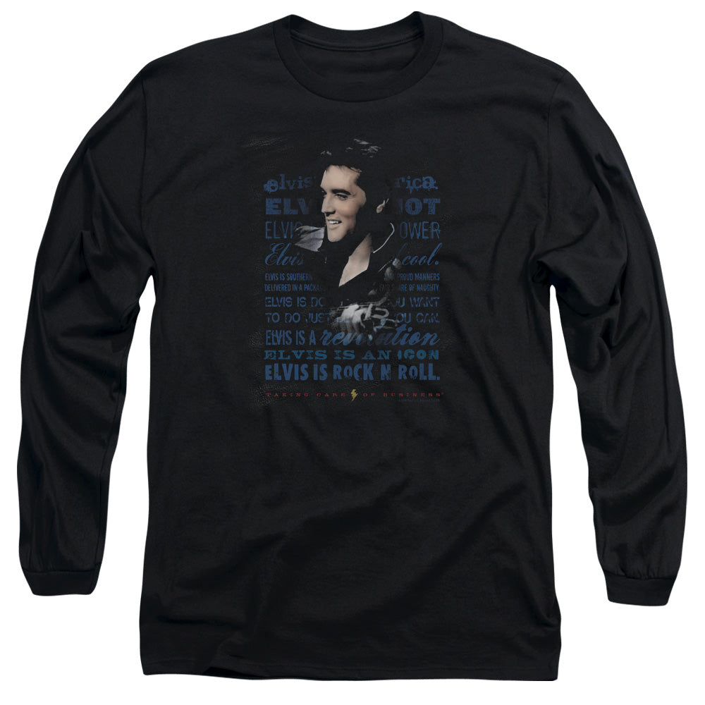 AN OFFCIALLY LICENSED ELVIS PRESLEY ICON MEN'S LONG SLEEVE T-SHIRT BLACK
