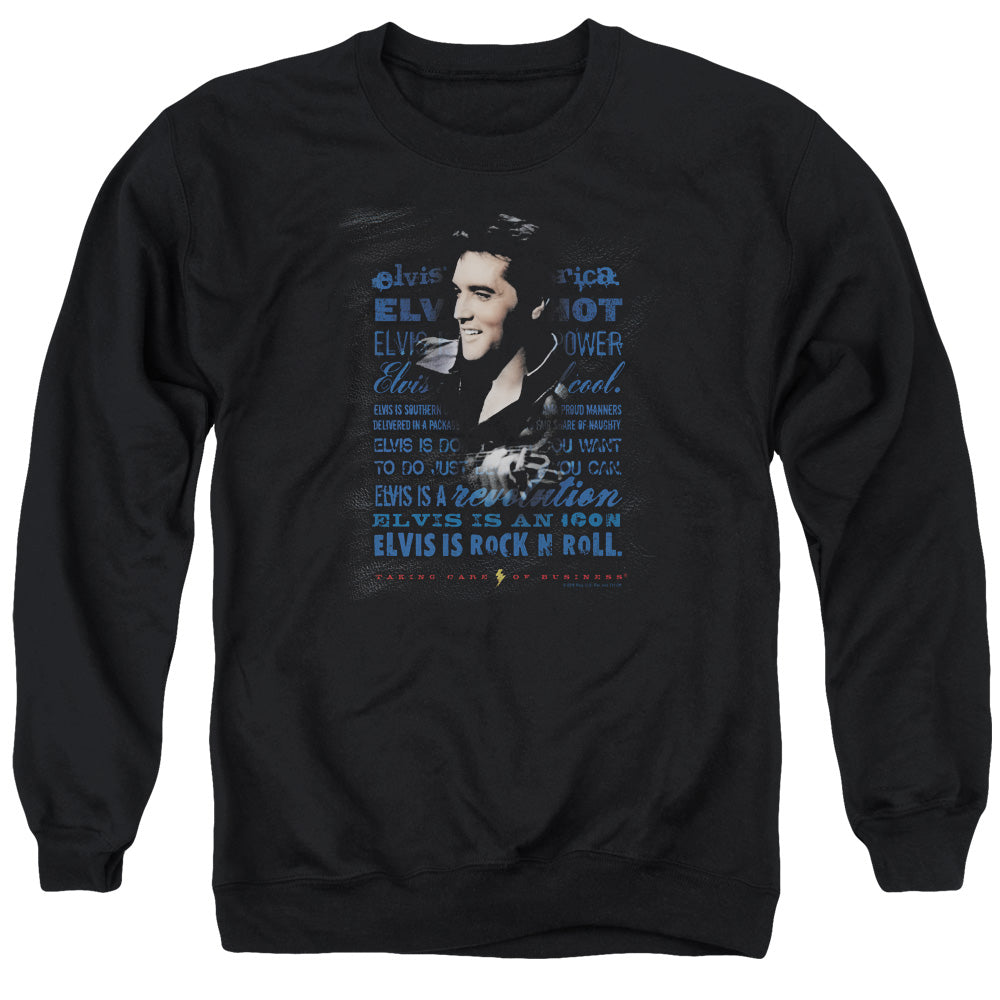 AN OFFCIALLY LICENSED ELVIS PRESLEY ICON ADULT UNISEX CREWNECK SWEATSHIRT BLACK