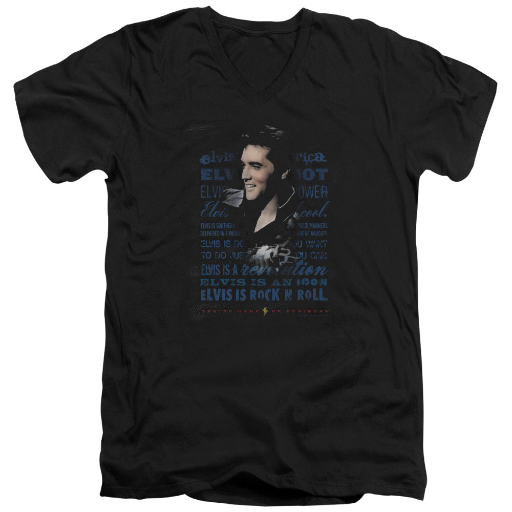AN OFFCIALLY LICENSED ELVIS PRESLEY ICON MEN'S V-NECK T-SHIRT BLACK