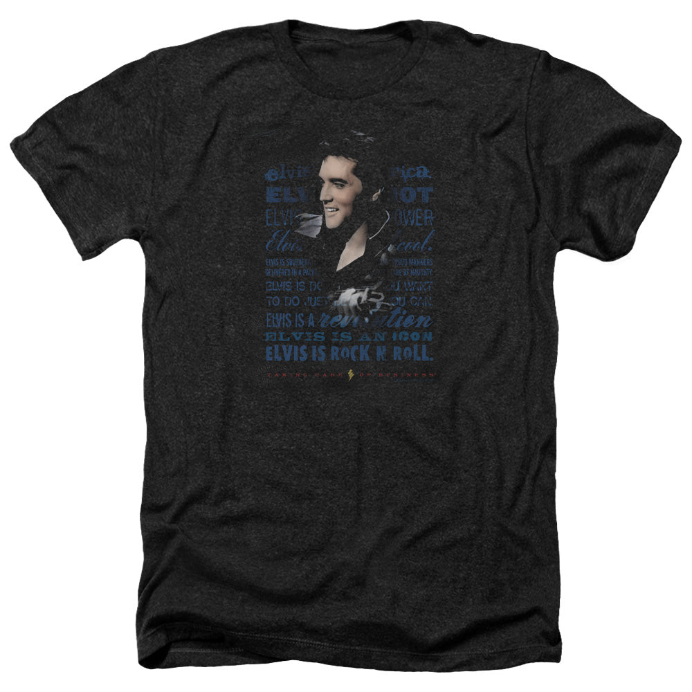 AN OFFCIALLY LICENSED ELVIS PRESLEY ICON MEN'S HEATHER T-SHIRT CHARCOAL
