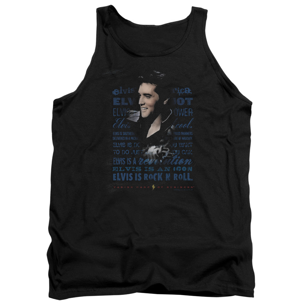 AN OFFCIALLY LICENSED ELVIS PRESLEY ICON ADULT UNISEX TANK TOP BLACK