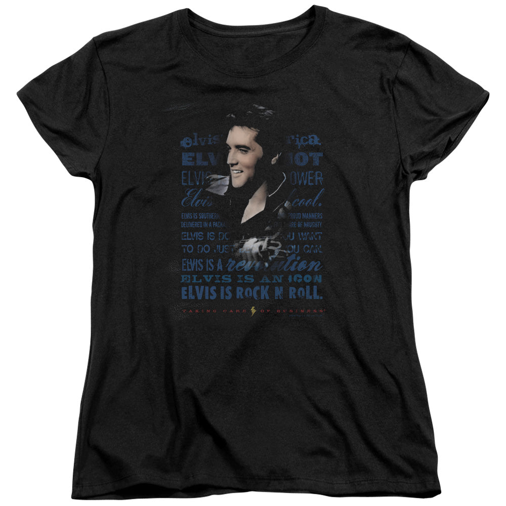 AN OFFCIALLY LICENSED ELVIS PRESLEY ICON WOMEN'S REGULAR FIT T-SHIRT BLACK