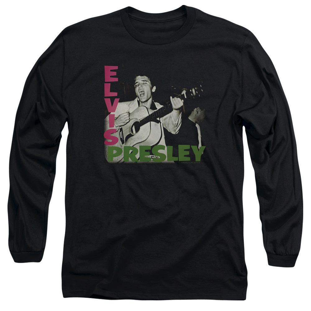 AN OFFCIALLY LICENSED ELVIS PRESLEY ELVIS PRESLEY ALBUM MEN'S LONG SLEEVE T-SHIRT BLACK