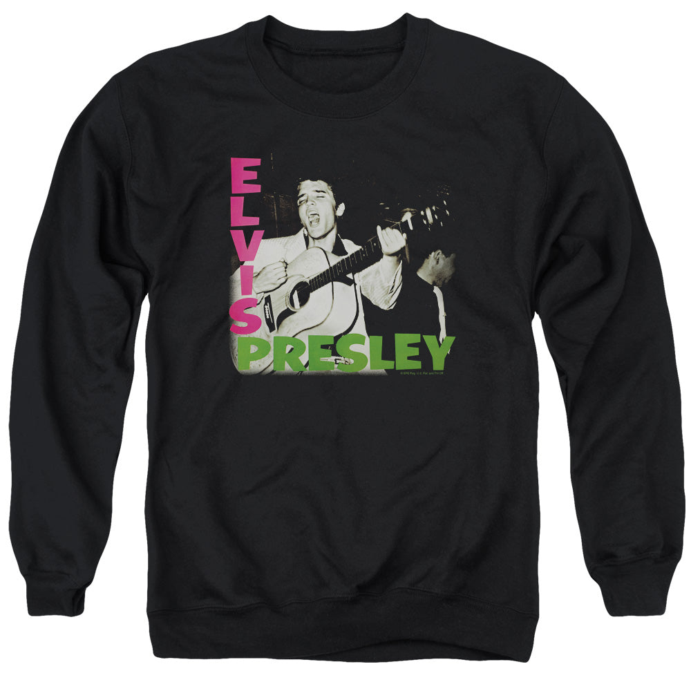 AN OFFCIALLY LICENSED ELVIS PRESLEY ELVIS PRESLEY ALBUM ADULT UNISEX CREWNECK SWEATSHIRT BLACK