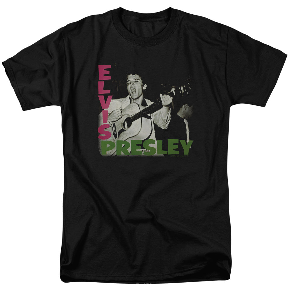 AN OFFCIALLY LICENSED ELVIS PRESLEY ELVIS PRESLEY ALBUM MEN'S REGULAR FIT T-SHIRT BLACK