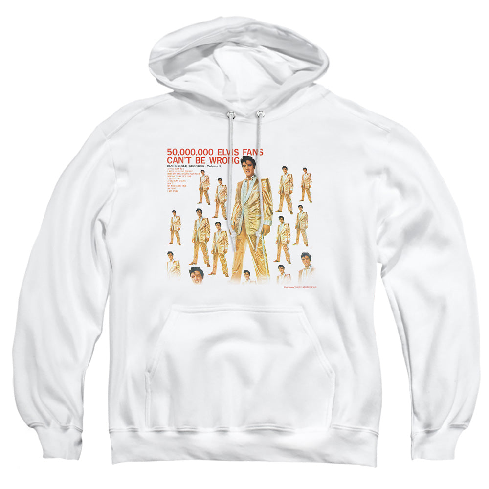 AN OFFCIALLY LICENSED ELVIS PRESLEY 50 MILLION FANS ADULT UNISEX PULLOVER HOODIE WHITE