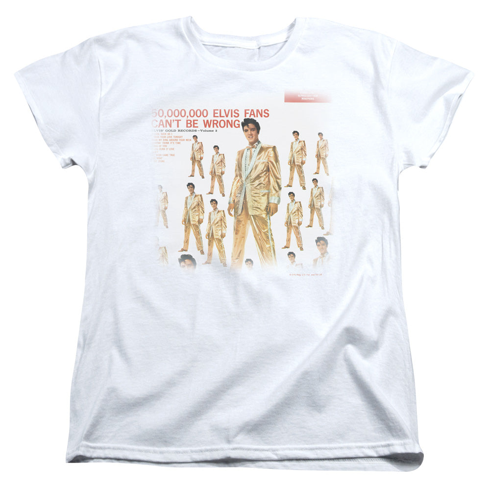 AN OFFCIALLY LICENSED ELVIS PRESLEY 50 MILLION FANS WOMEN'S REGULAR FIT T-SHIRT WHITE