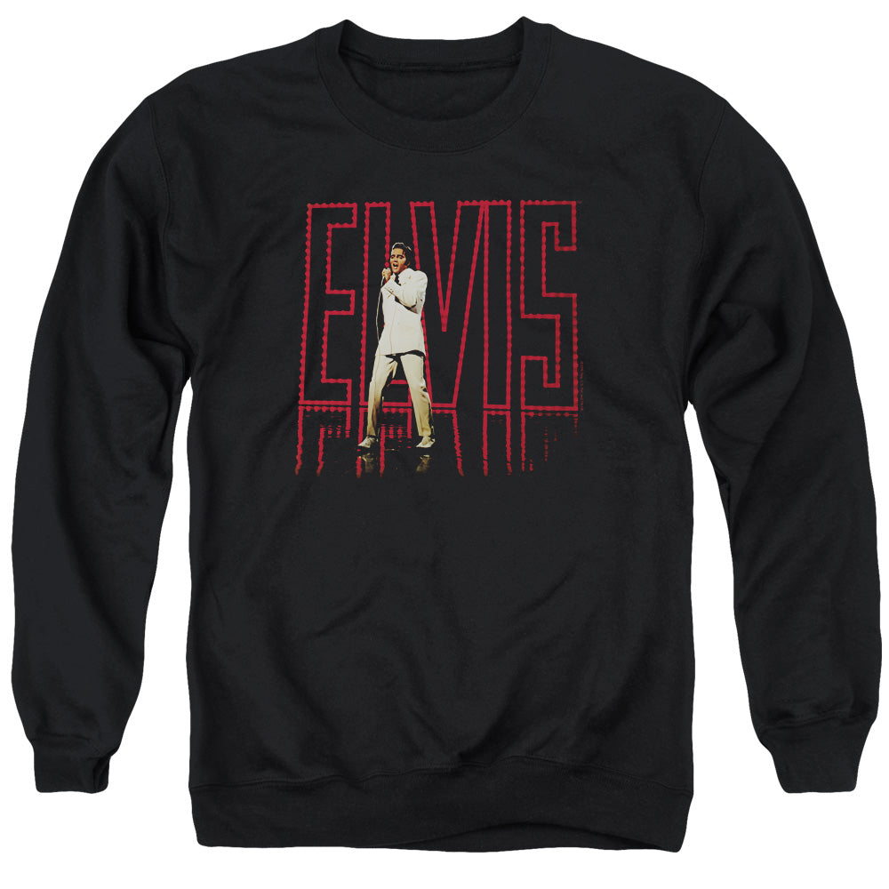 AN OFFCIALLY LICENSED ELVIS PRESLEY ELVIS 68 ALBUM ADULT UNISEX CREWNECK SWEATSHIRT BLACK