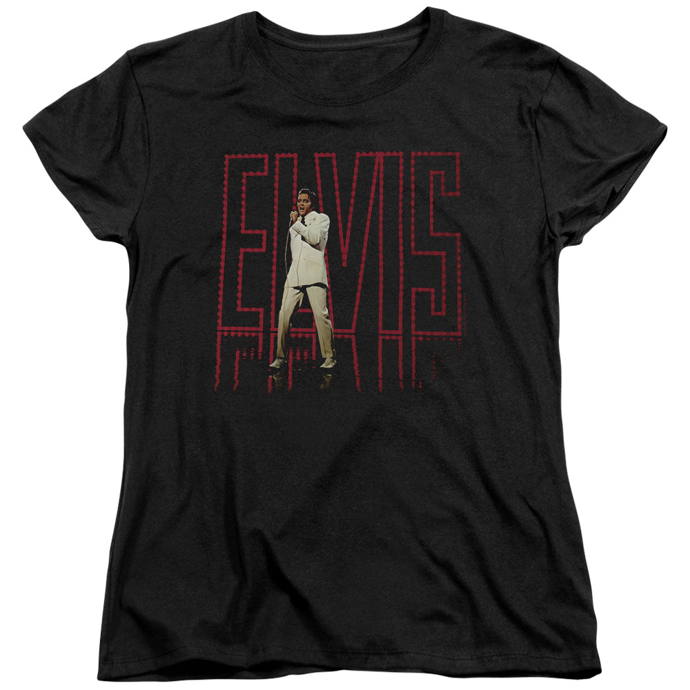AN OFFCIALLY LICENSED ELVIS PRESLEY ELVIS 68 ALBUM WOMEN'S REGULAR FIT T-SHIRT BLACK