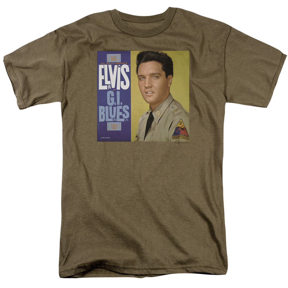 AN OFFCIALLY LICENSED ELVIS PRESLEY G I BLUES ALBUM MEN'S REGULAR FIT T-SHIRT SAFARI GREEN