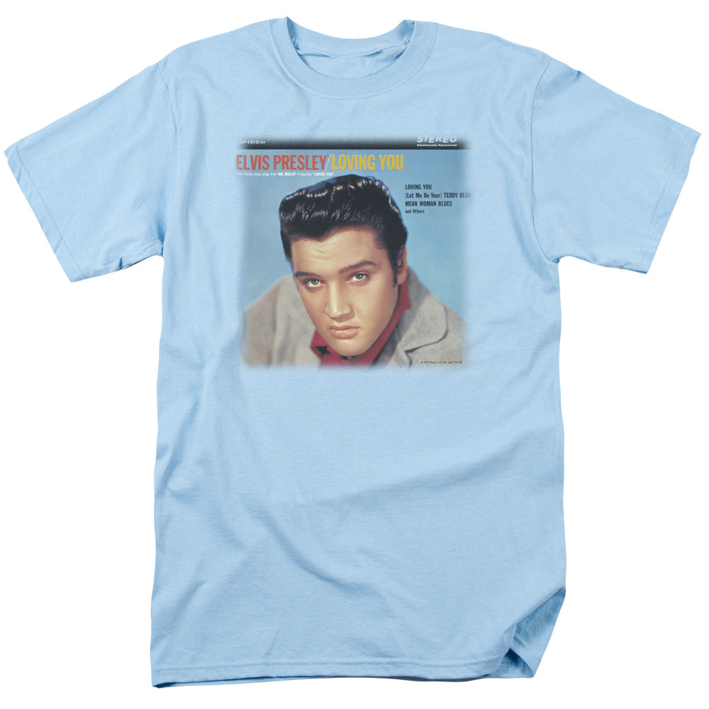 AN OFFCIALLY LICENSED ELVIS PRESLEY LOVING YOU SOUNDTRACK MEN'S REGULAR FIT T-SHIRT CAROLINA BLUE