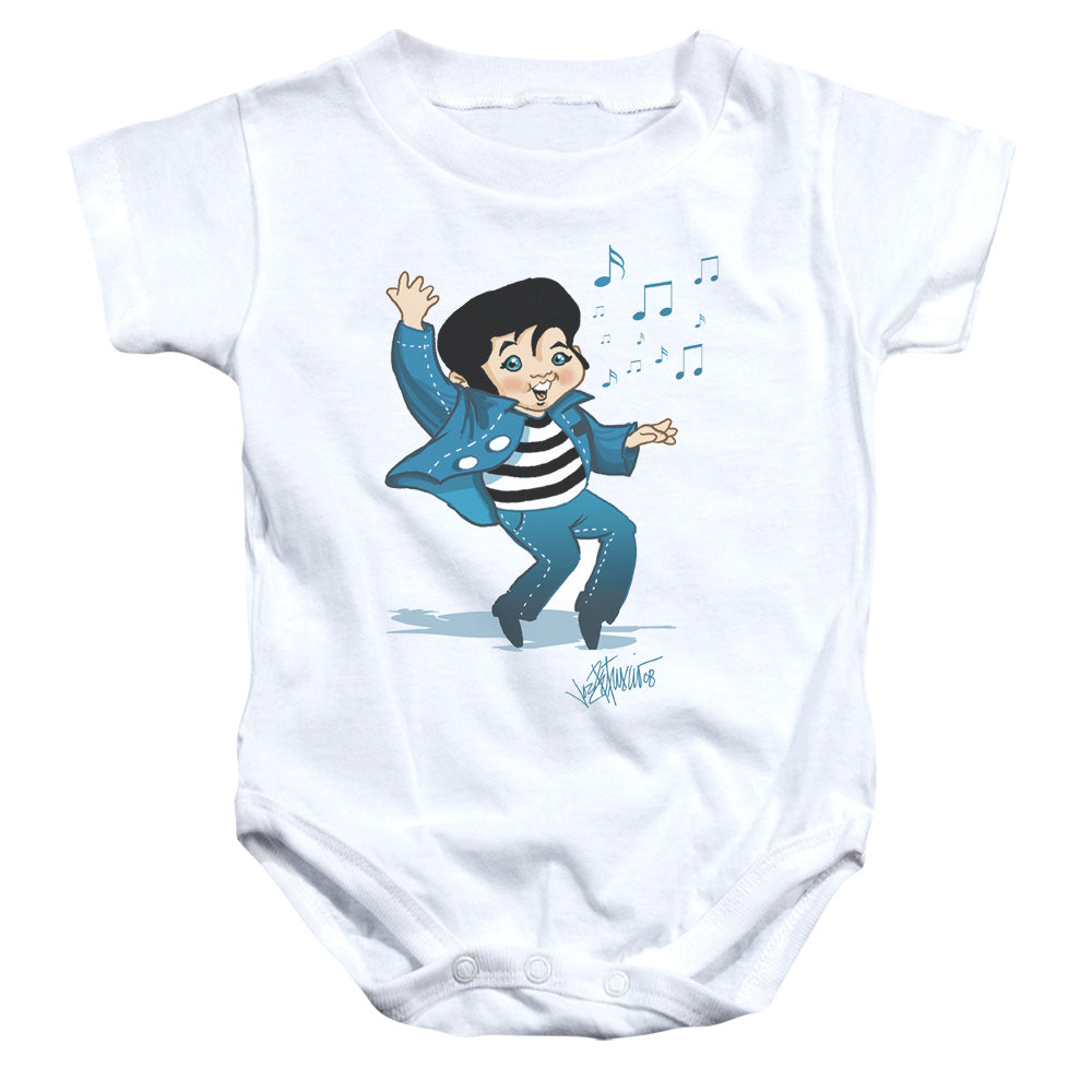 AN OFFCIALLY LICENSED ELVIS PRESLEY LIL JAILBIRD BABY BODYSUIT WHITE