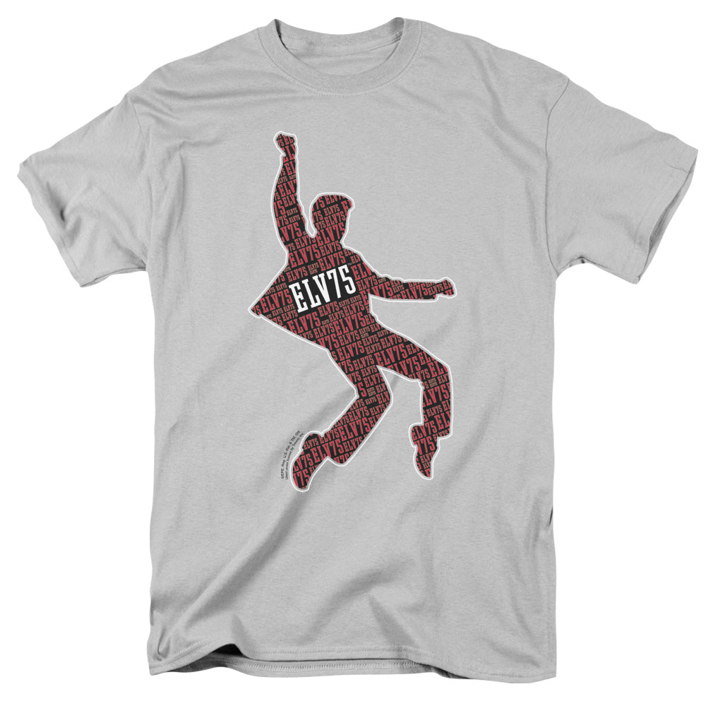 AN OFFCIALLY LICENSED ELVIS PRESLEY FULL OF 75 MEN'S REGULAR FIT T-SHIRT SILVER