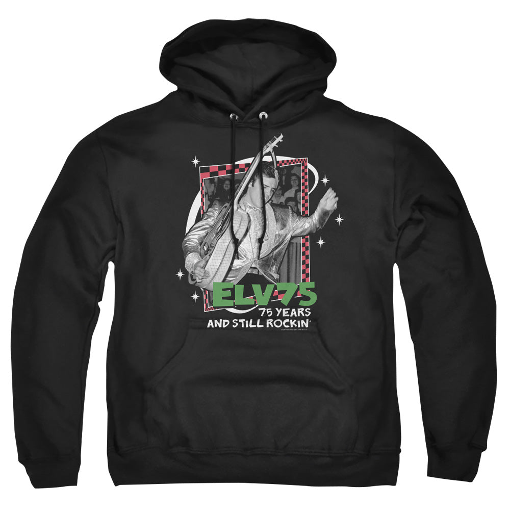 AN OFFCIALLY LICENSED ELVIS PRESLEY STILL ROCKIN ADULT UNISEX PULLOVER HOODIE BLACK