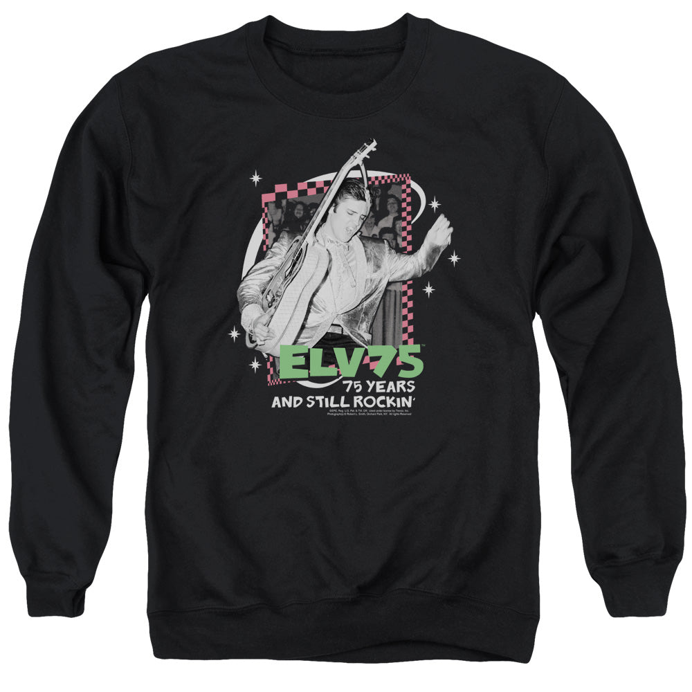 AN OFFCIALLY LICENSED ELVIS PRESLEY STILL ROCKIN ADULT UNISEX CREWNECK SWEATSHIRT BLACK