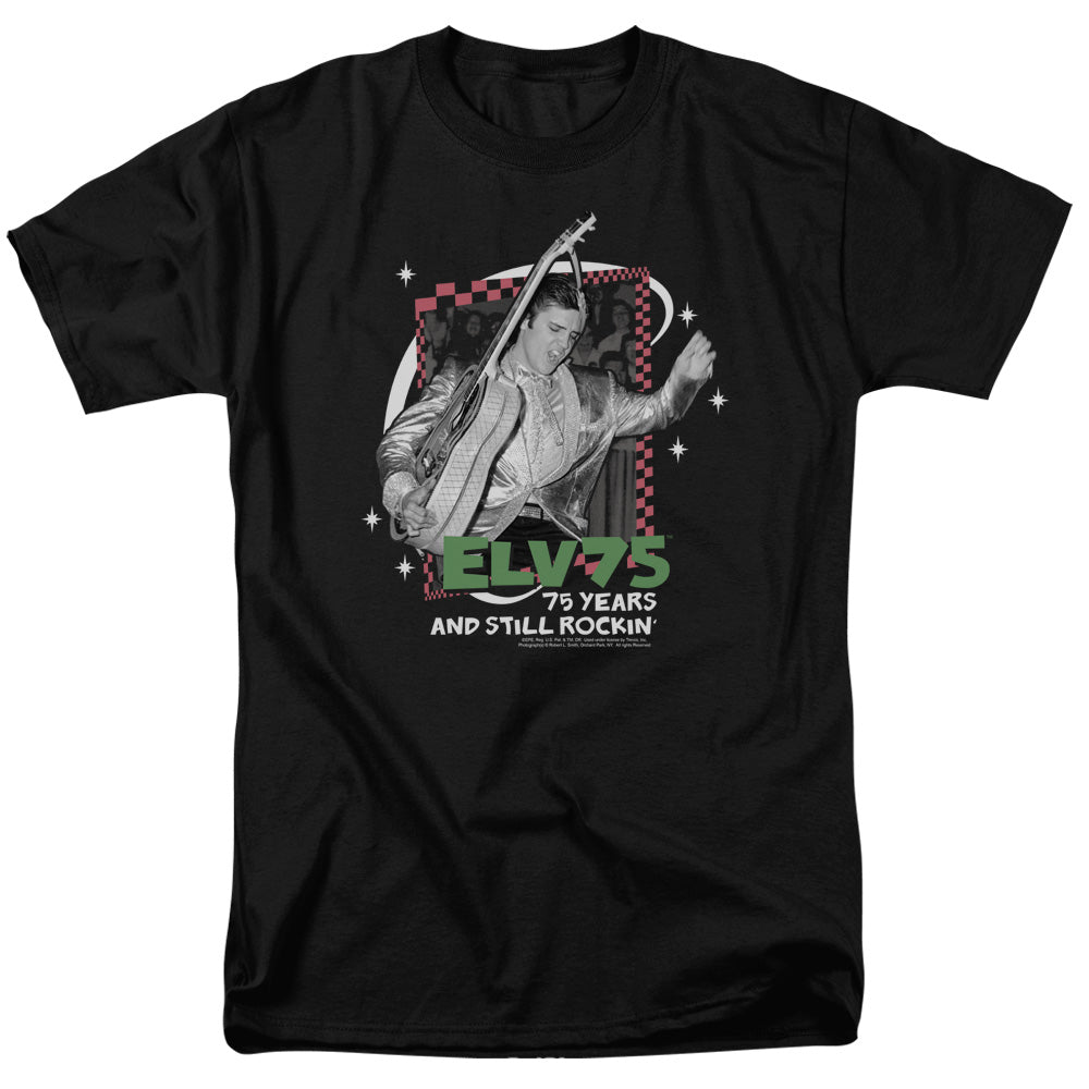 AN OFFCIALLY LICENSED ELVIS PRESLEY STILL ROCKIN MEN'S REGULAR FIT T-SHIRT BLACK