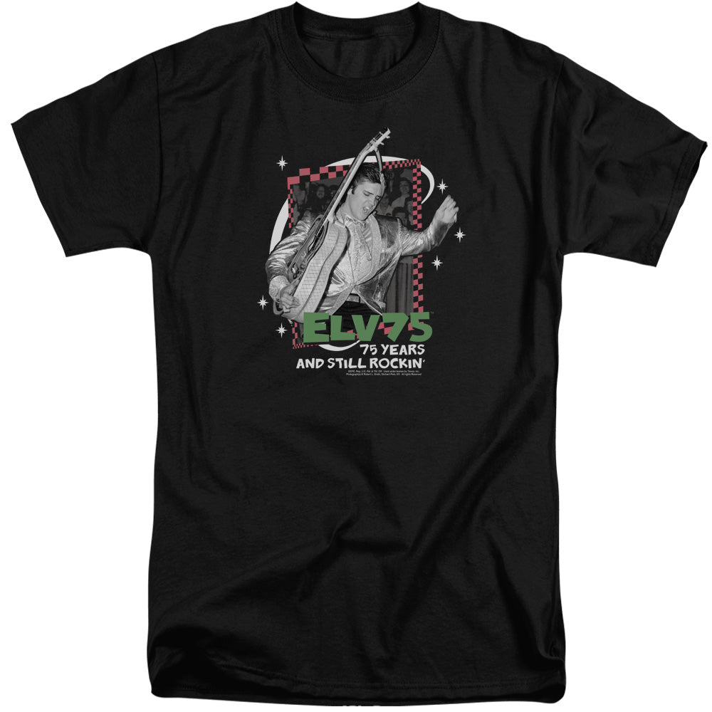 AN OFFCIALLY LICENSED ELVIS PRESLEY STILL ROCKIN MEN'S TALL FIT T-SHIRT BLACK
