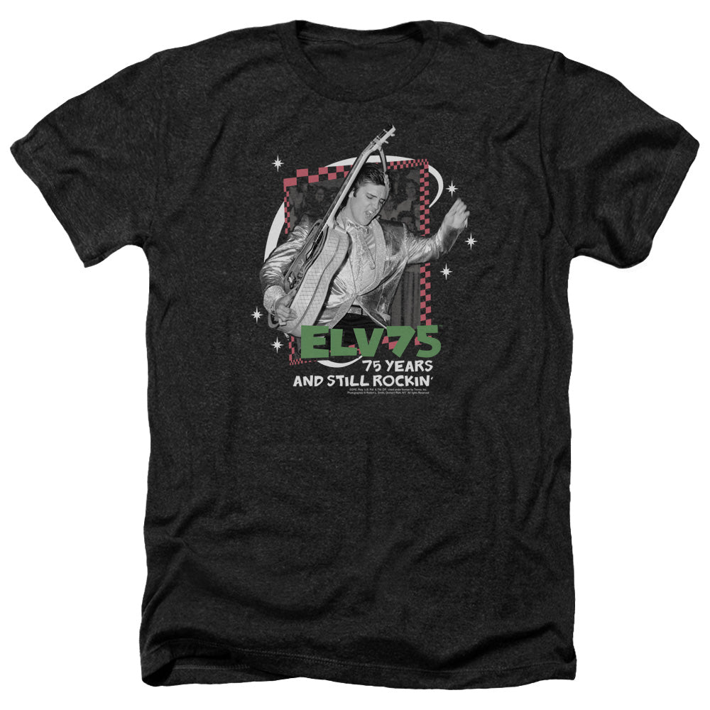AN OFFCIALLY LICENSED ELVIS PRESLEY STILL ROCKIN MEN'S HEATHER T-SHIRT CHARCOAL
