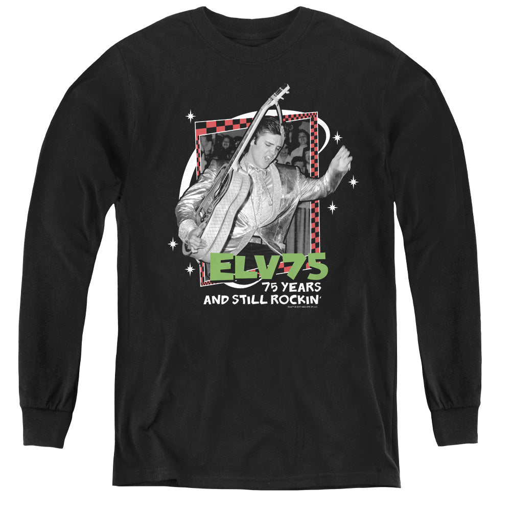 AN OFFCIALLY LICENSED ELVIS PRESLEY STILL ROCKIN YOUTH LONG SLEEVE T-SHIRT BLACK