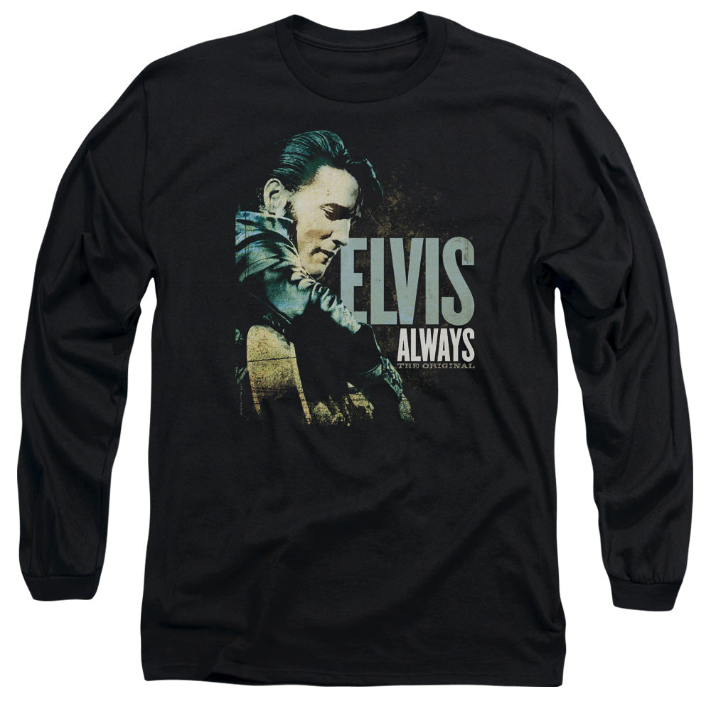 AN OFFCIALLY LICENSED ELVIS PRESLEY ALWAYS THE ORIGINAL MEN'S LONG SLEEVE T-SHIRT BLACK
