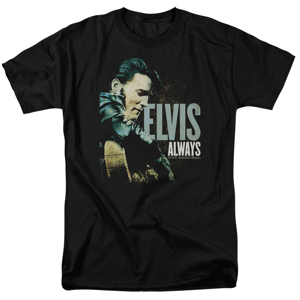 AN OFFCIALLY LICENSED ELVIS PRESLEY ALWAYS THE ORIGINAL MEN'S REGULAR FIT T-SHIRT BLACK