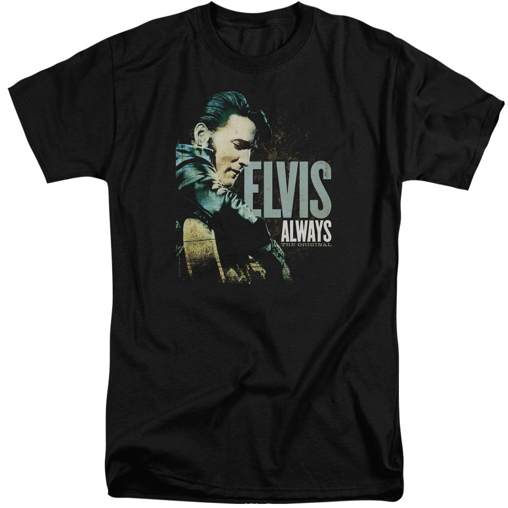 AN OFFCIALLY LICENSED ELVIS PRESLEY ALWAYS THE ORIGINAL MEN'S TALL FIT T-SHIRT BLACK