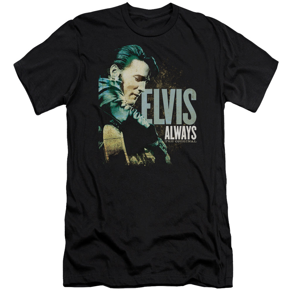 AN OFFCIALLY LICENSED ELVIS PRESLEY ALWAYS THE ORIGINAL MEN'S PREMIUM SLIM FIT T-SHIRT BLACK
