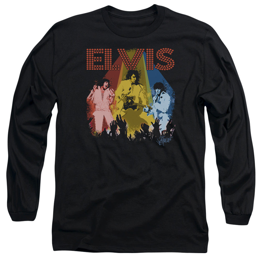 AN OFFCIALLY LICENSED ELVIS PRESLEY VEGAS REMEMBERED MEN'S LONG SLEEVE T-SHIRT BLACK