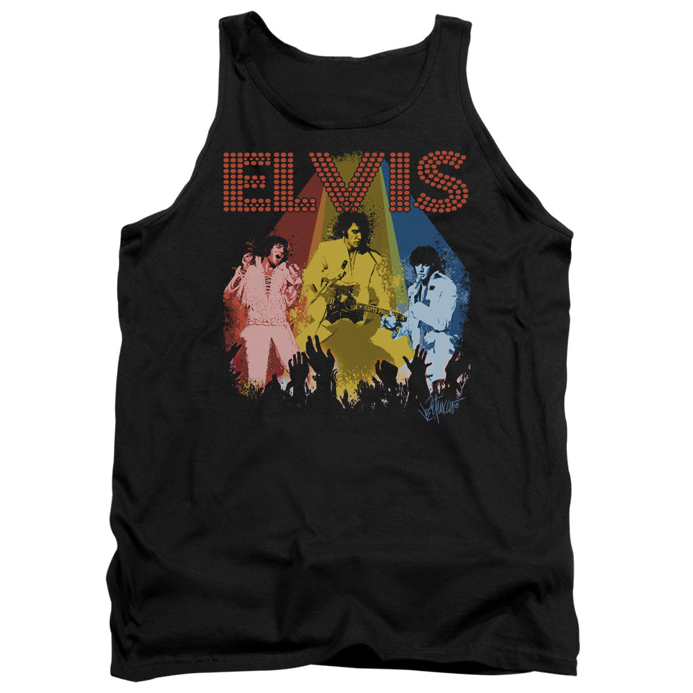 AN OFFCIALLY LICENSED ELVIS PRESLEY VEGAS REMEMBERED ADULT UNISEX TANK TOP BLACK